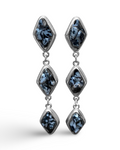 Natural Snow Obsidian and Silver Tier Drop Earrings by The Urban Charm