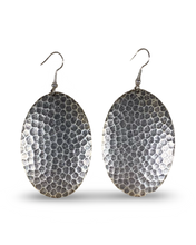 Load image into Gallery viewer, Hammered Oval Domed Dangle Earrings
