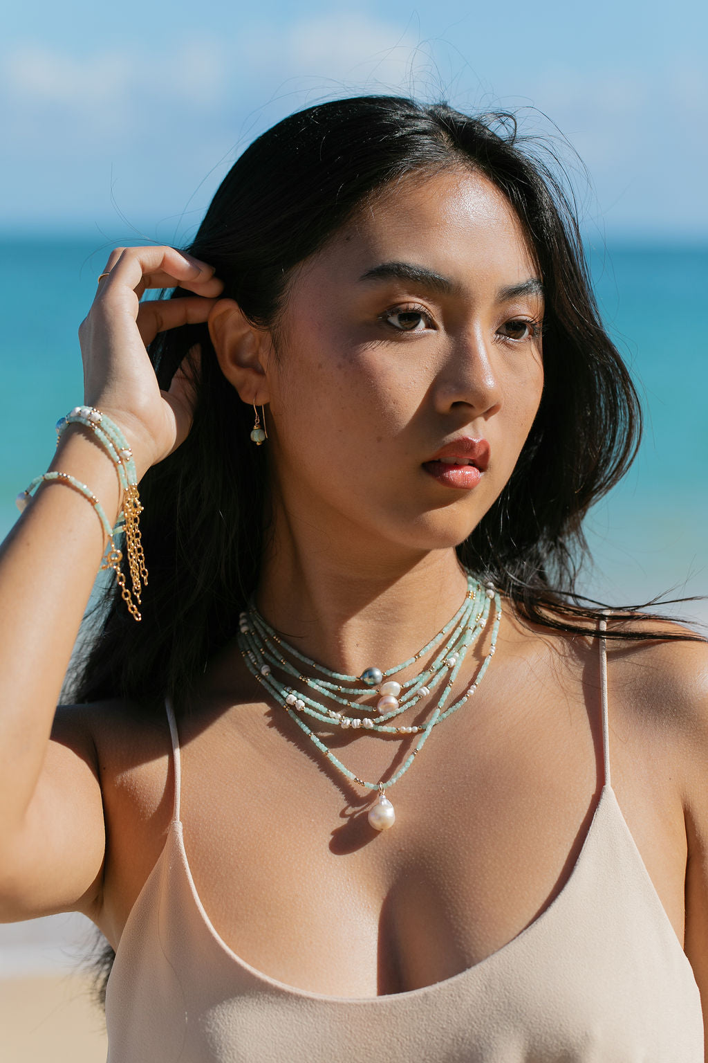 Pink Pearl and Gemstone Necklace - Gold Akala