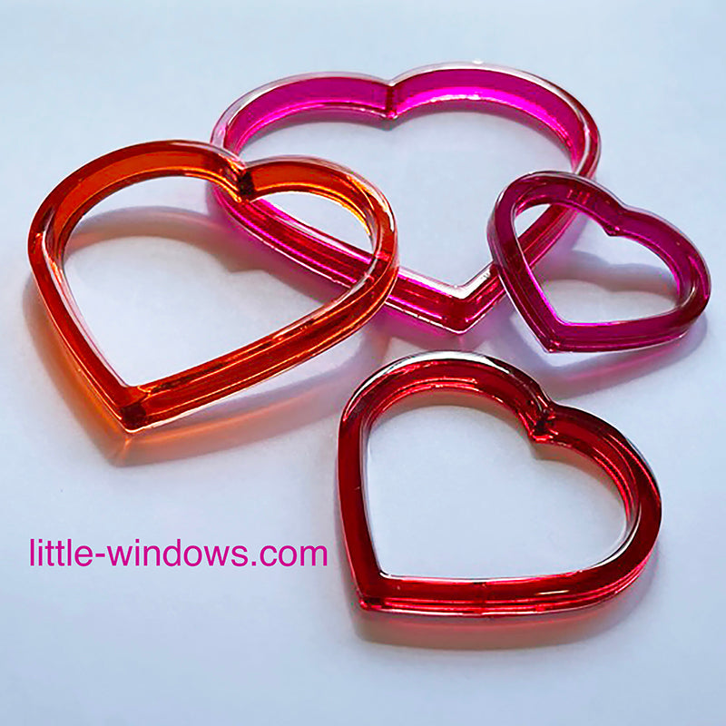 3-in-1 Heart Molds Set  (super shiny silicone, make solid hearts, open hearts, and heart dishes in 4 sizes)