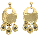 Hammered Jet Black Chandelier Earrings
