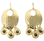 Hammered Jet Black Chandelier Earrings