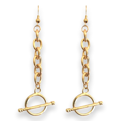 Chain Toggle Earrings 24k Gold dip