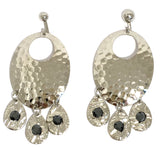 Hammered Jet Black Chandelier Earrings
