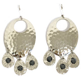 Hammered Jet Black Chandelier Earrings