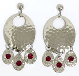 Hammered Ruby Chandelier Earrings