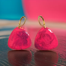 Load image into Gallery viewer, Pink &amp; Purple Hand Painted Marbleized Guitar Pick Earrings
