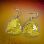Yellow & White Hand Painted Marbleized Guitar Pick Earrings