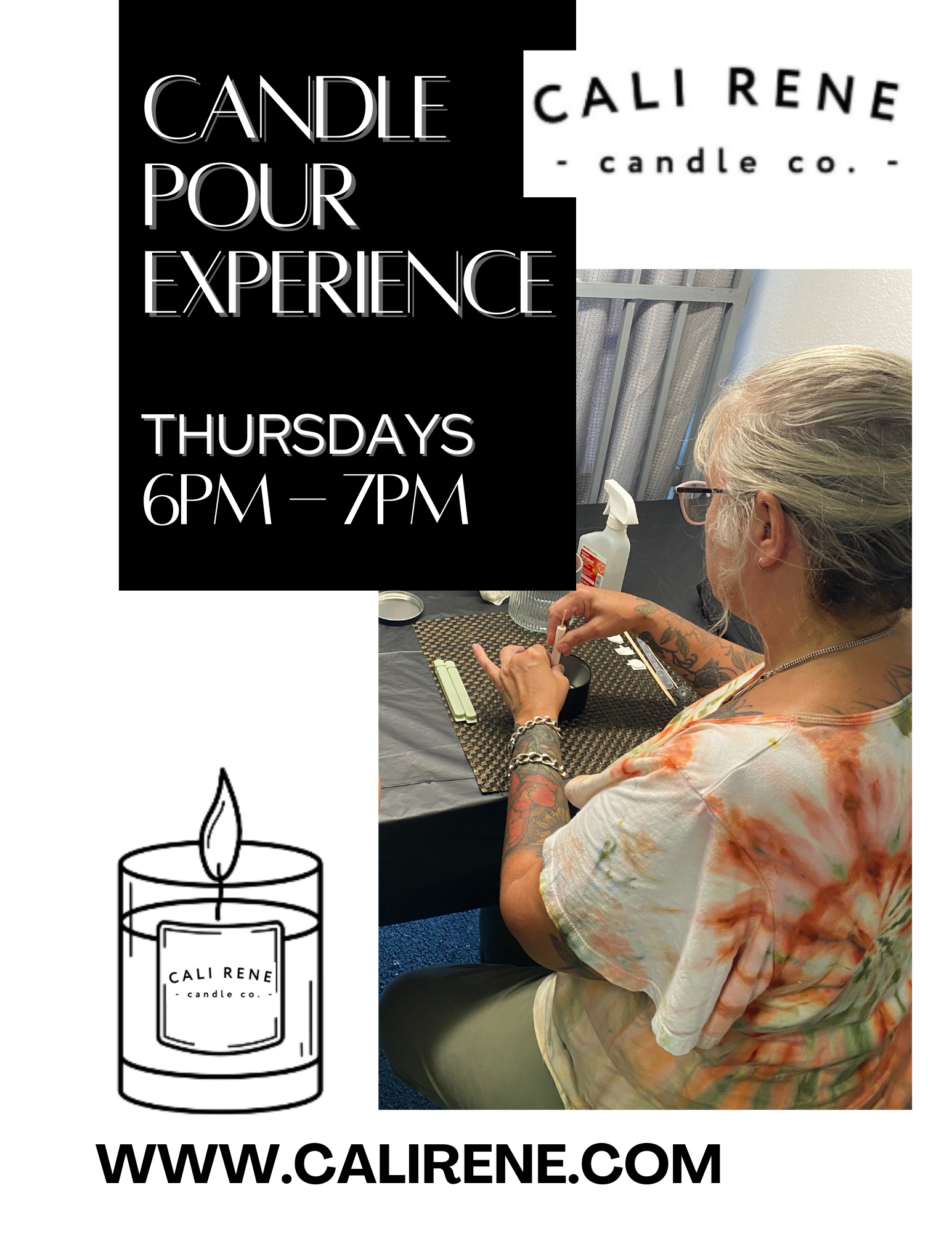 Candle Pour Experience - WEDNESDAY, OCTOBER 1st from 6pm to 7:30pm