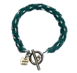 Turquoise Suede Woven Cable Chain Toggle Bracelet