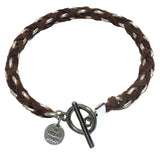 Camel Suede Woven Cable Chain Toggle Bracelet