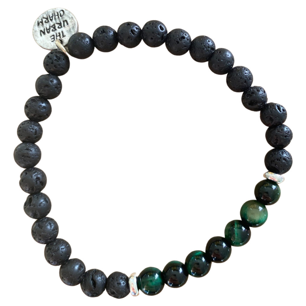 Lava rock and tiger 2025 eye bracelet