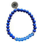 Blue Lava Rock and Frosted Blue Glass Bracelet