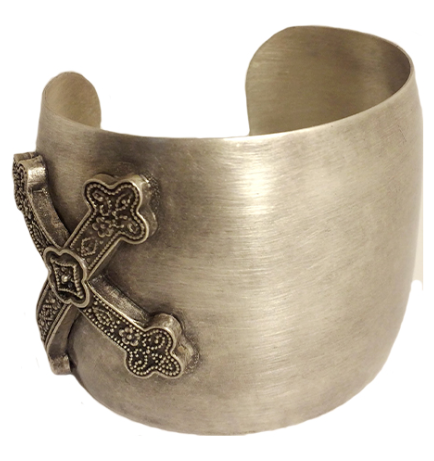Silver Medieval Cross Cuff Bracelet