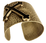 Silver Color Fill Cross Hammered Cuff