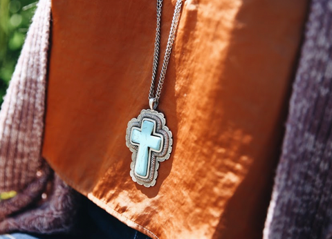 Antique Silver Cross Necklace
