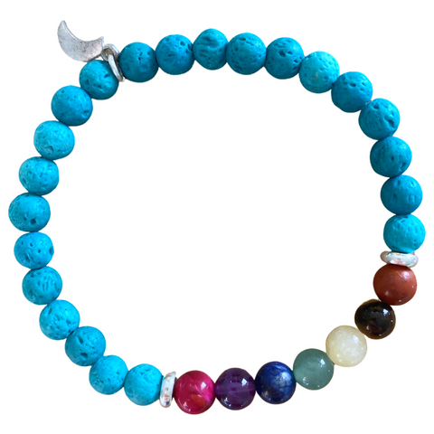 Turquoise Lava Rock Chakra Bracelet