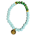 Turquoise Lava Rock and Green Tiger's Eye Bracelet