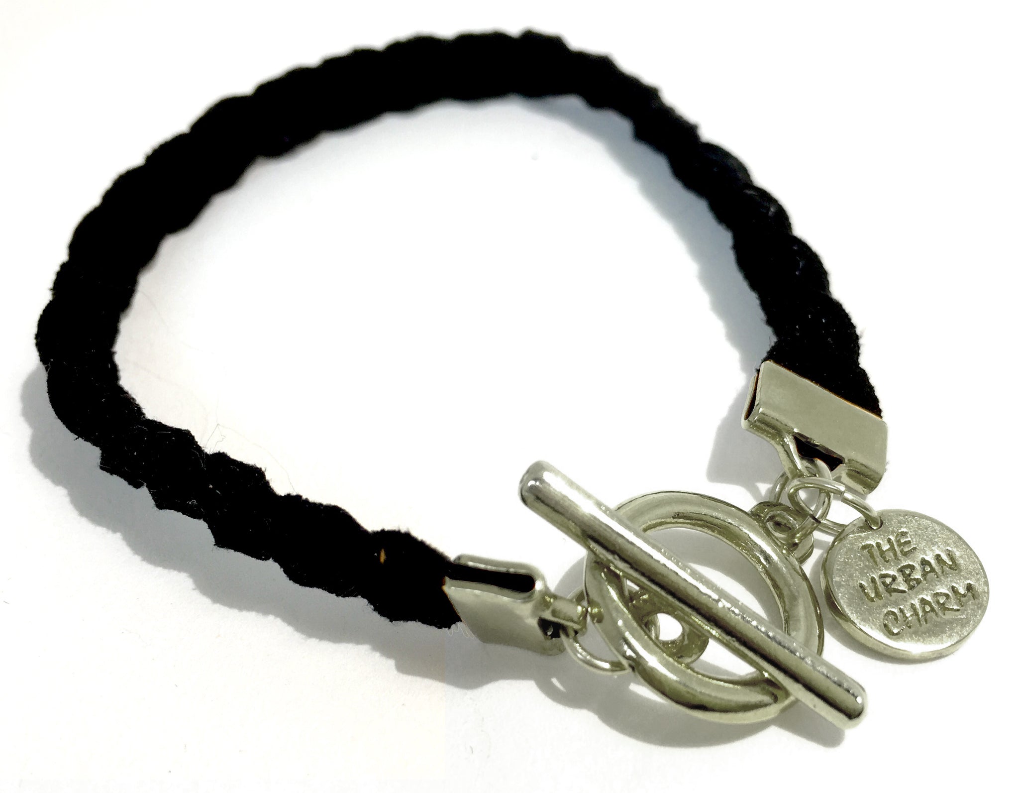 Black Vegan Leather Strength Friendship Bracelet by The Urban Charm