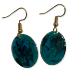 Blue Green Marble Mini Oval Lures of Love Earrings