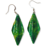 Green Yellow Marble Wavy Lures of Love Earrings