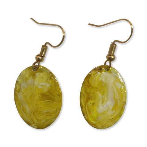 Yellow Marble Mini Oval Lures of Love Earrings