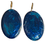 Blue Marble Oval Dome Lures of Love Earrings