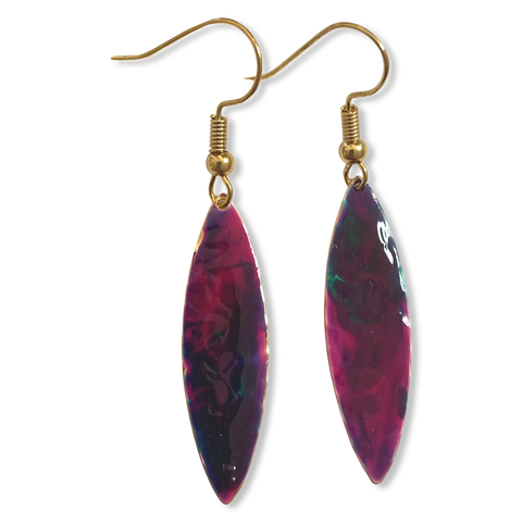 Purple Marble Mini Navette Lures of Love Earrings