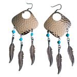 Dream Catcher Earrings with Turquoise Accents and Feathers by The Urban Charm