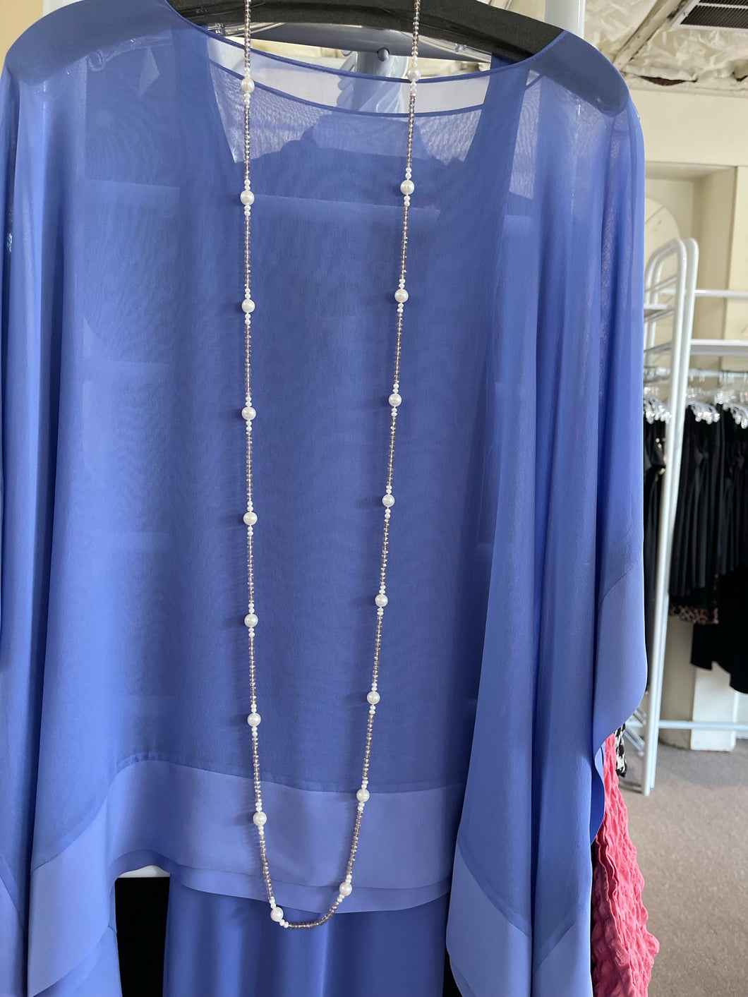 Pearl and Crystal Wrap Necklace