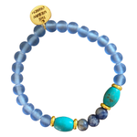 Blue Frosted Glass, Turquoise and Sodalite Bracelet