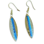 Art Deco Hand Painted Blue Mini Navette Earrings