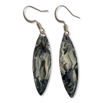 Black & White  Marble Mini Navette Lures of Love Earrings