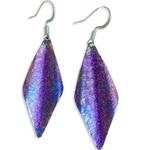 Art Deco Hand Painted Purple Blue Wavy Earrings