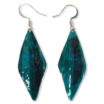 Blue Green Marble Wavy Lures of Love Earrings