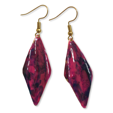 Purple Marble Wavy Lures of Love Earrings