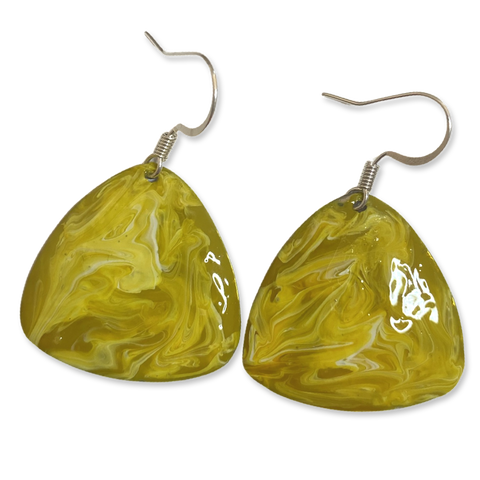 Yellow Marble Guitar Pick Lures of Love Earrings
