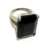 The Urban Charm Jet Black Crystal Silver Ring