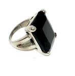 The Urban Charm Jet Black Crystal Silver Ring