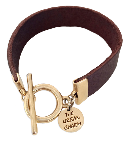 Burgundy Leather Color Band Bracelet by The Urban Charm