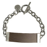 Distressed Grey Leather and Chain ID Toggle Bracelet by The Urban Charm