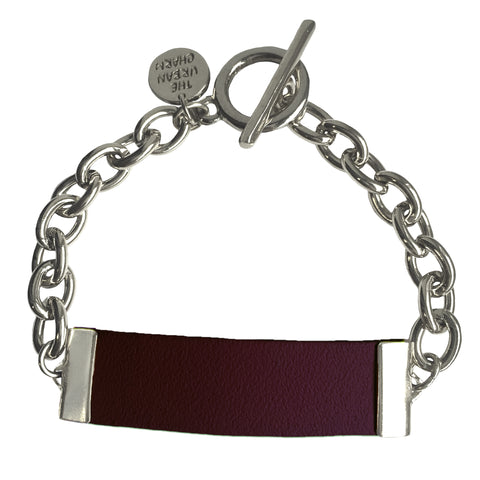 Red Wine Leather Chain ID Toggle Bracelet by The Urban Charm