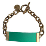 Turquoise Leather and Chain ID Toggle Bracelet