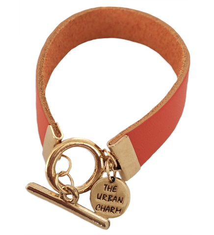 Orange Leather Color Band Bracelet