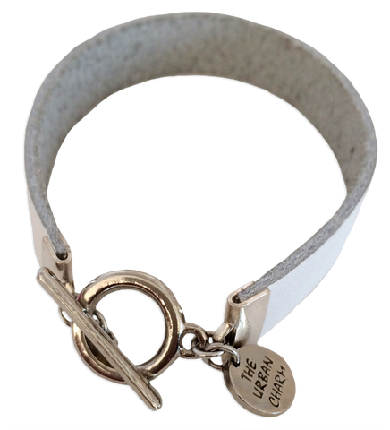 White Leather Color Band Bracelet